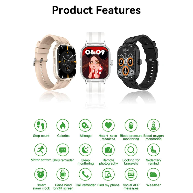 Ooyi OY18 Smart Watch 2024 for Men Women BT Call Multi Sport Mode Health Monitor AI Finger Gesture for Huawei Xiaomi Apple Iphon